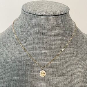 Blue Ruby Gold Plated Paperclip Chain Necklace with love Pendant Charm 18”